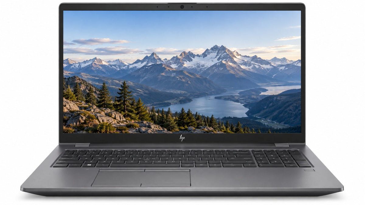 Illustrative front view of power-15-g8 workstation on white background