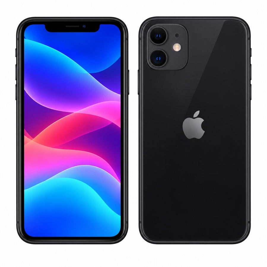 Front and rear view: Apple iPhone 11 128GB 4G Black With FaceTime Dual Physical SIM Renewed