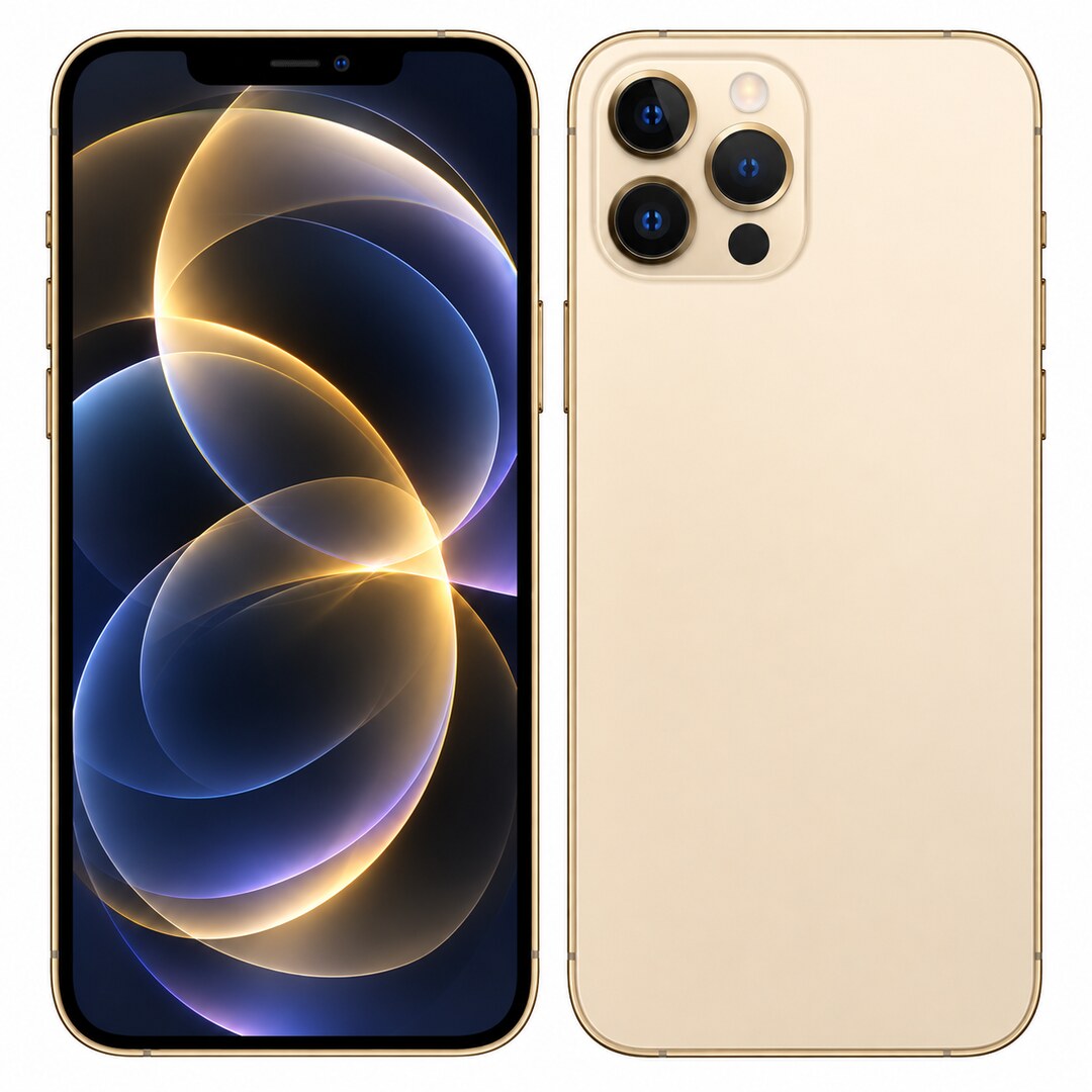 Front and rear view: Apple iPhone 12 Pro Max 256GB 5G Gold With FaceTime International Version Renewed