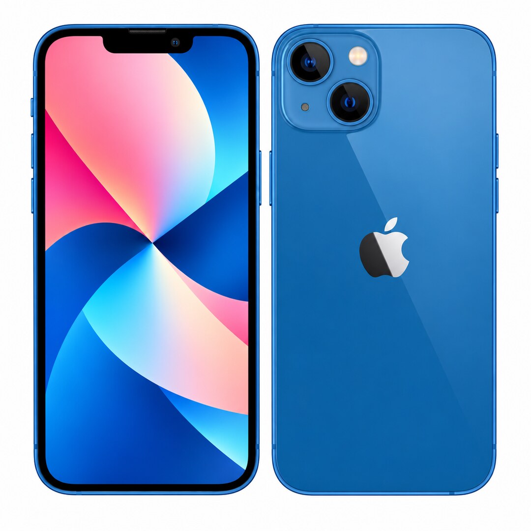 Front and rear view: Apple iPhone 13 128GB 5G Blue eSIM Version Renewed