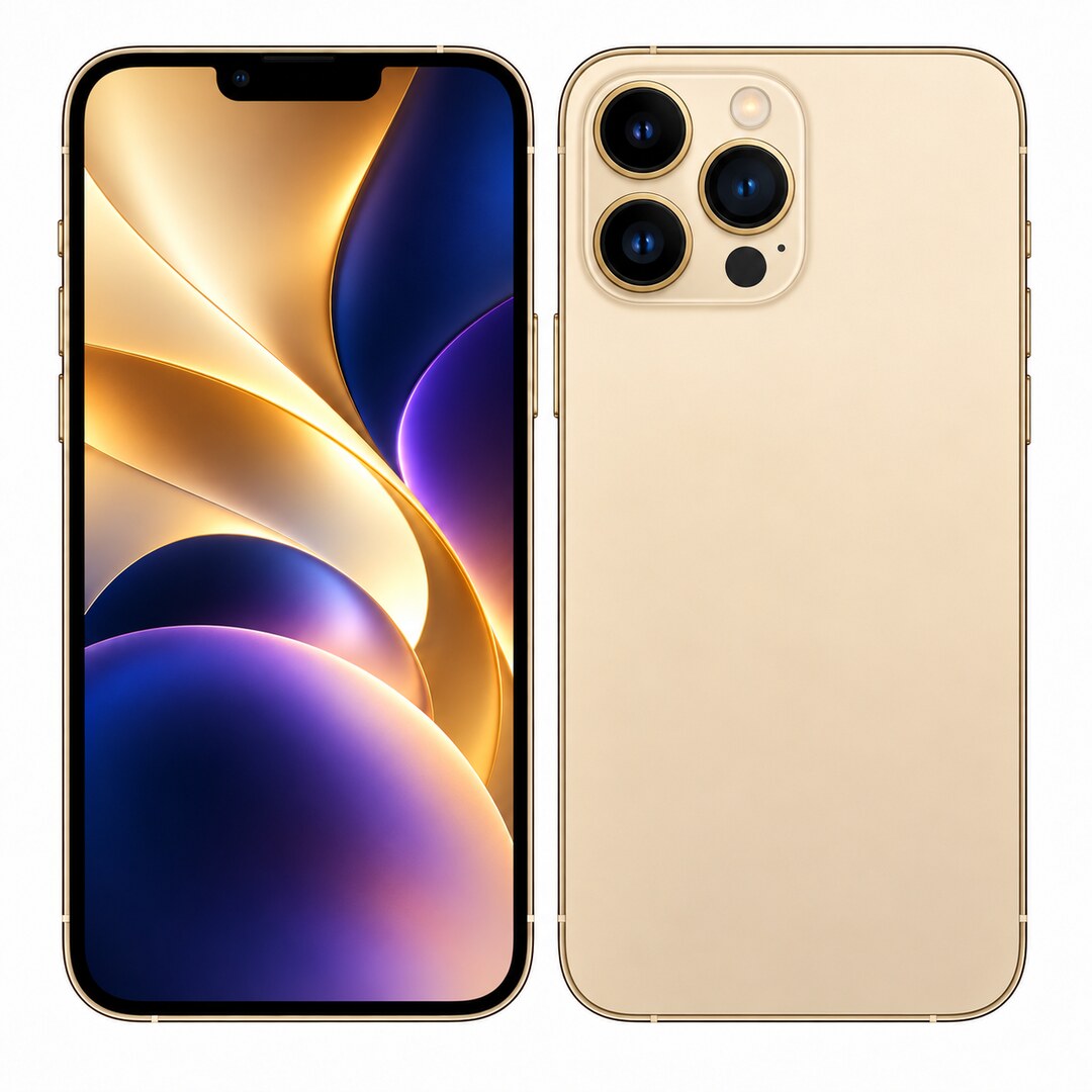 Front and rear view: Apple iPhone 13 Pro Max 128GB 5G Gold With FaceTime Dual Physical SIM Renewed