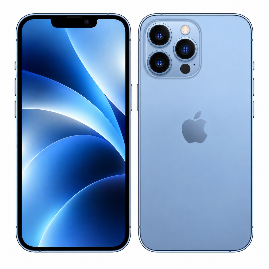 Front and rear view: Apple iPhone 13 Pro 128GB 5G Sierra Blue With FaceTime International Version Renewed