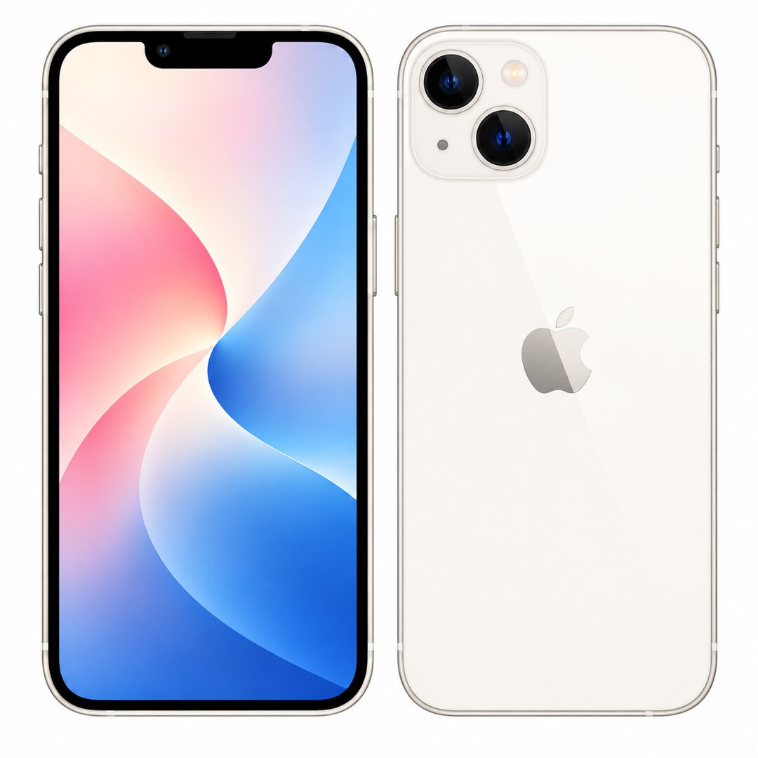 Front and rear view: Apple iPhone 13 128GB 5G Starlight UAE TRA Version Renewed