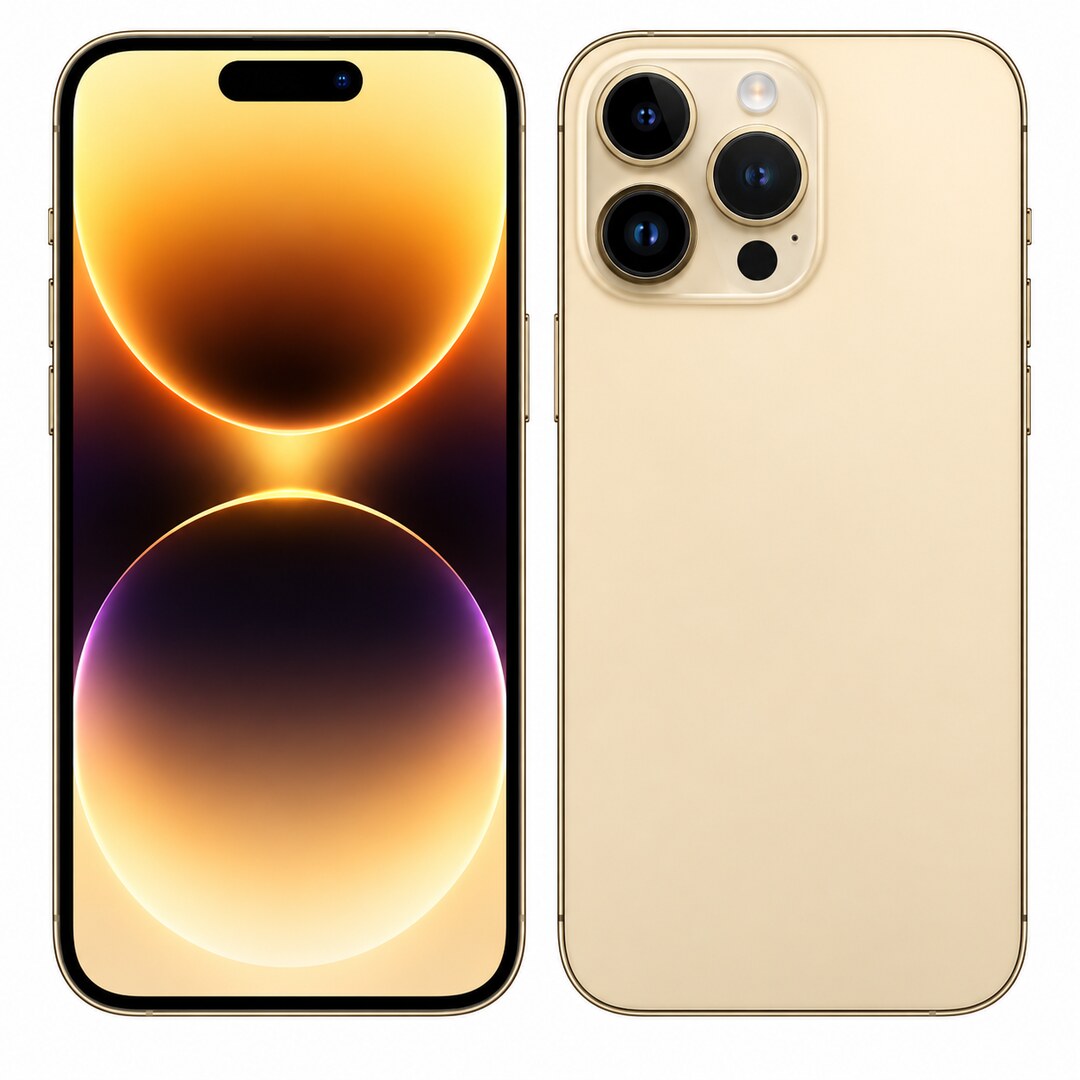 Front and rear view: Apple iPhone 14 Pro Max 128GB 5G Gold International Version Renewed