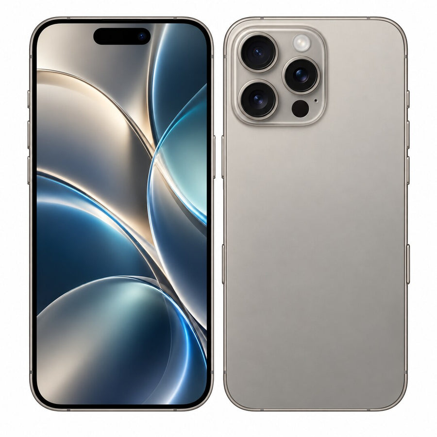 Front and rear view: Apple iPhone 16 Pro 1TB Natural Titanium eSIM Version Renewed