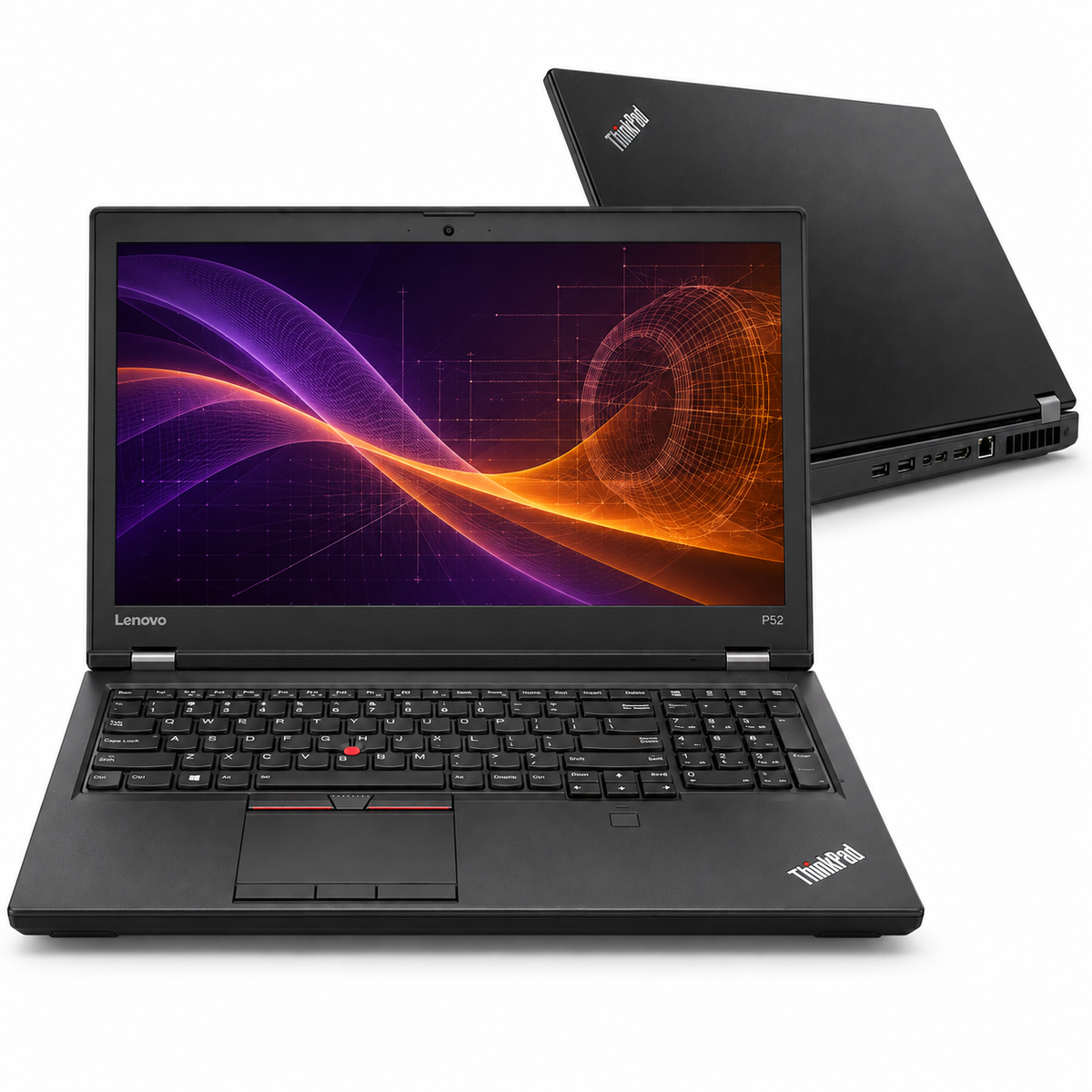 Lenovo ThinkPad P52 renewed workstation front and back view