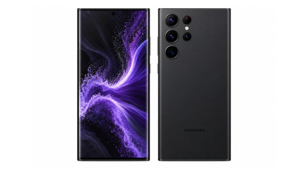 Samsung Galaxy S22 Ultra Phantom Black front and back