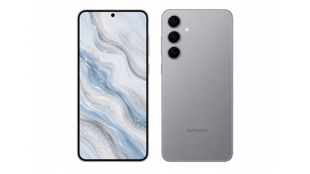 Samsung Galaxy S24+ Marble Grey front and back